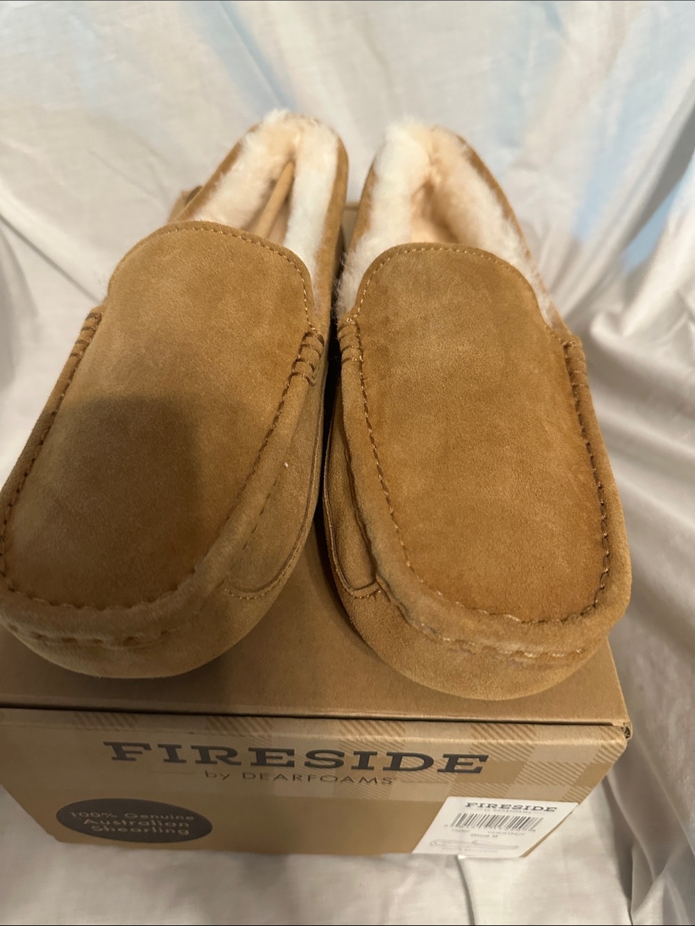 dearfoams Chestnut Suede Moccasin Slippers - Picture 1 of 3